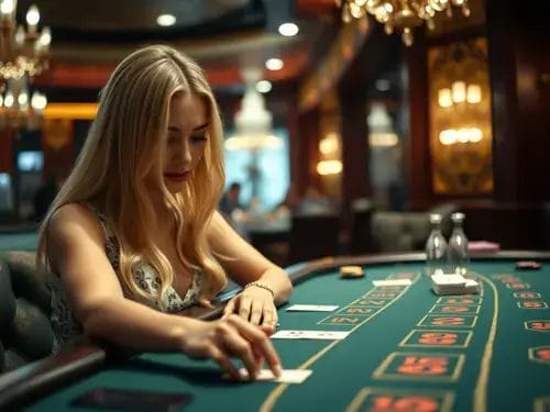 woman played on roulette table with crypto