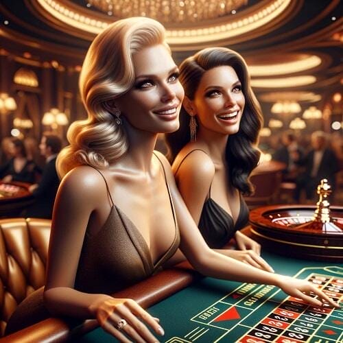 ladies playing live roulette together